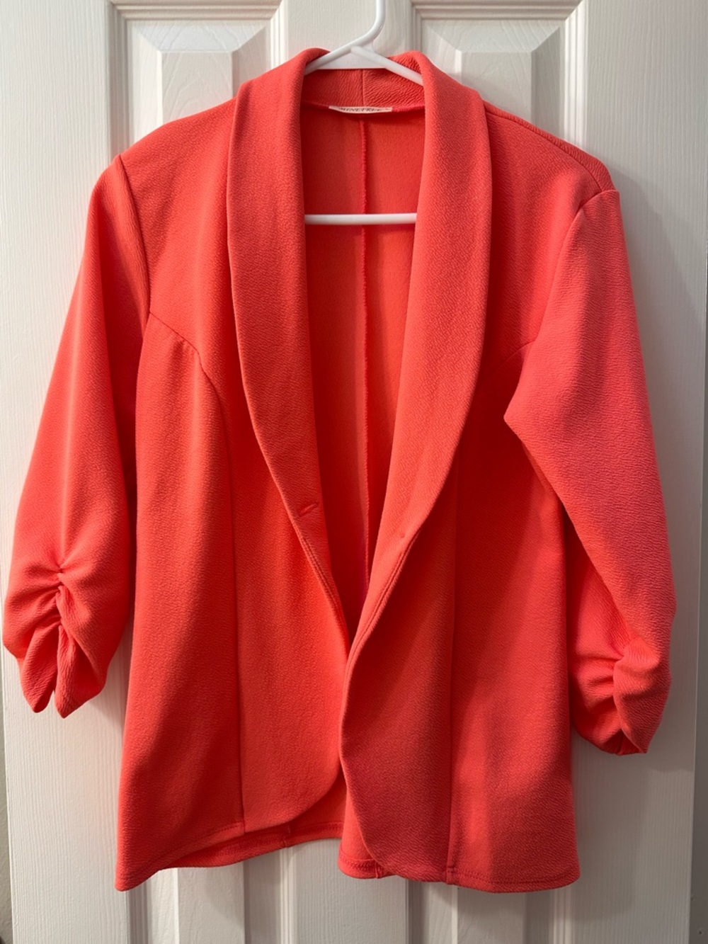 Coral Open-Front Shawl Collar Jacket